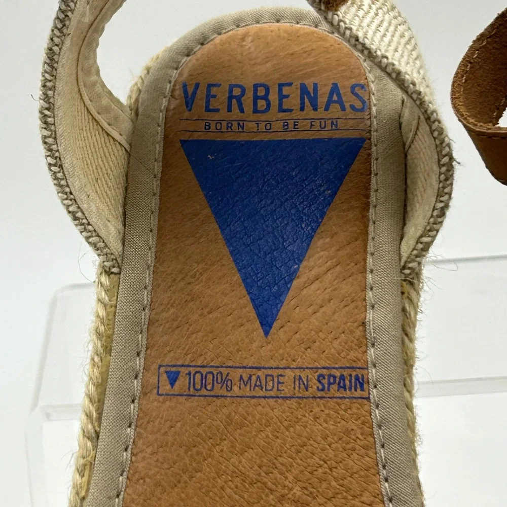 Verbenas Espadrille Wedge Sandals Womens 38 Taupe Suede Ankle Strap Boho Summer‎